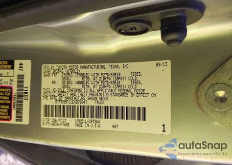 2014 Toyota Tundra Sr 4.6L V8/Sr5 4.6L V8 z USA, uszkodzony, nr VIN 5TFRM5F11EX070047